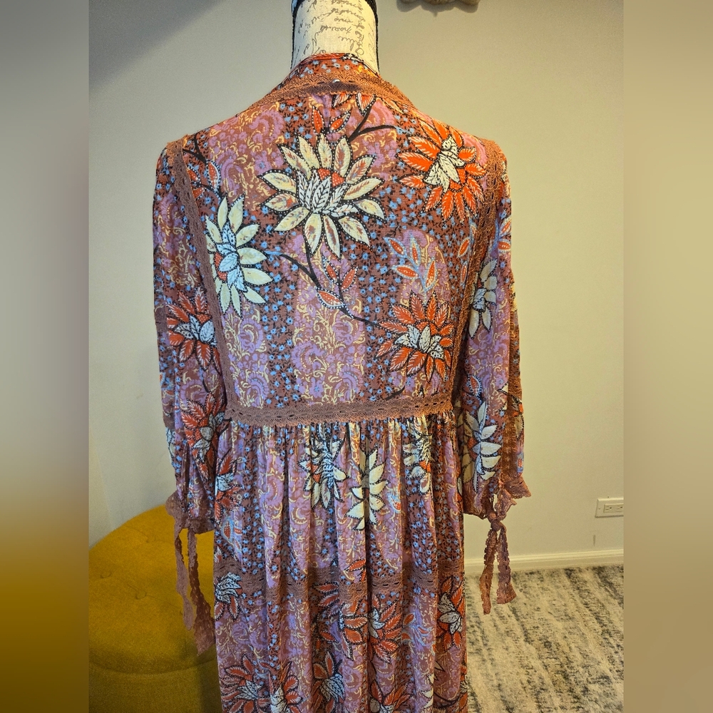Free People Charlotte Rose Combo Grassland Kimono, Size XS. - Picture 8 of 16